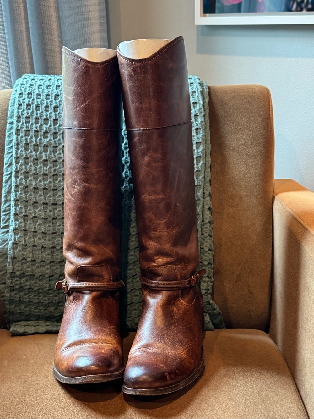 FRYE Classic Brown Leather Riding Boots - Size 9
